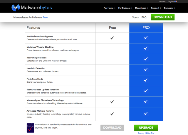 Malwarebytes Anti-Malware 在CNET 上擁有超過四顆星以上評價，是一款值得推薦、使用的安全工具，本身內建正體中文在內等多國語言，操作上也很簡單。