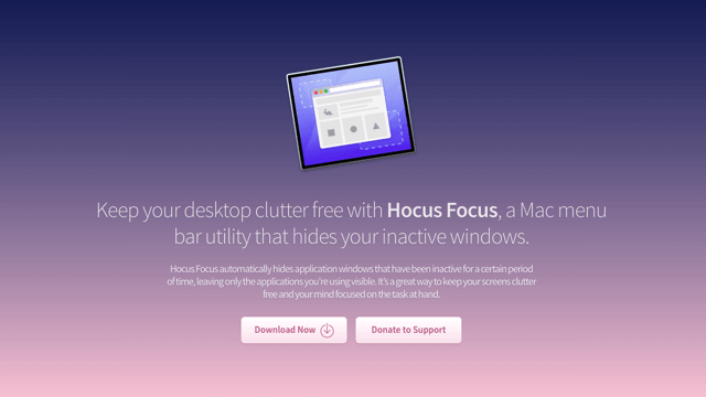 Hocus Focus 自動隱藏閒置、沒使用中的應用程式視窗（Mac）