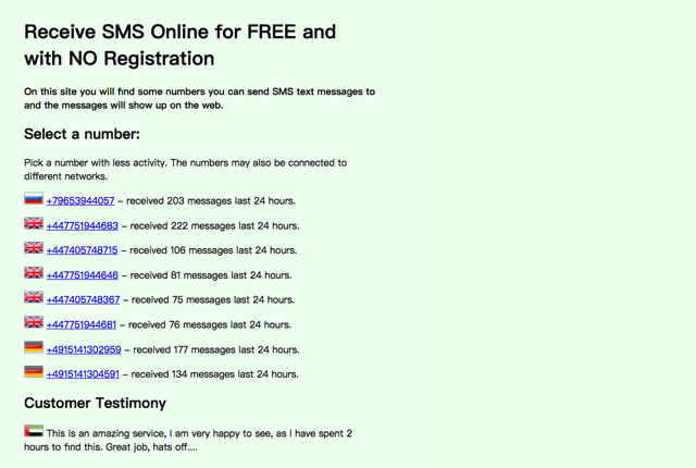 Receive SMS Online