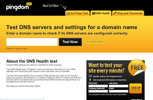 Pingdom DNS Health 檢查網域名稱 DNS 設定健康狀況