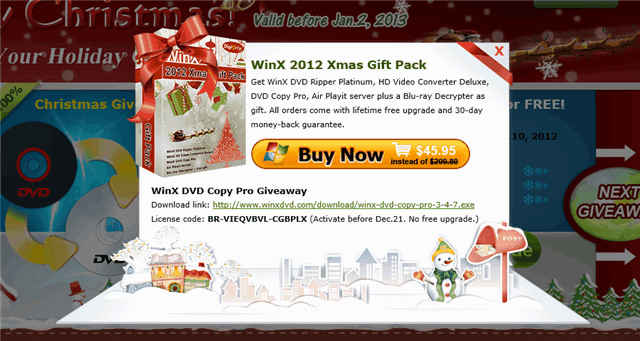 Digiarty 聖誕節活動，WinX DVD Copy Pro 等多款軟體限時免費送