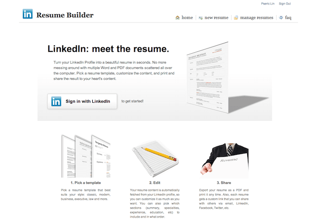 Resume Builder：把你的 LinkedIn 製作成英文履歷表，可線上分享、匯出成 PDF 格式
