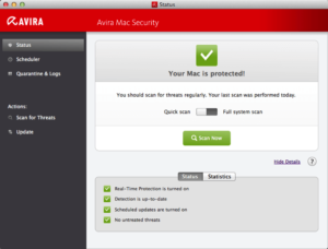Avira Free Mac Security 小紅傘防毒軟體也有 Mac 版，可免費下載