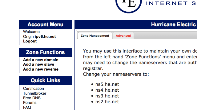 HE.net 提供免費 DNS 代管服務（Free DNS）