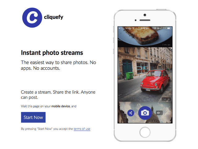 Cliquefy 超簡單圖片分享空間，一鍵上傳、建立相片串流（免註冊、下載 App）