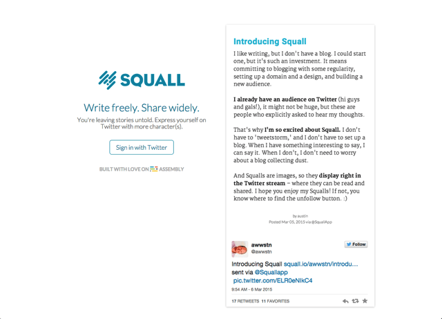 Squall 讓你的 Twitter 推文突破字數限制，推特也能當部落格使用