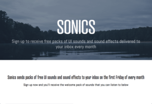 Sonics 免費 UI 音效素材每月更新，訂閱自動寄回信箱