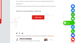 Chat by KeyReply 在網站右下角顯示即時通訊聯絡小圖示，讓訪客更容易找到你！