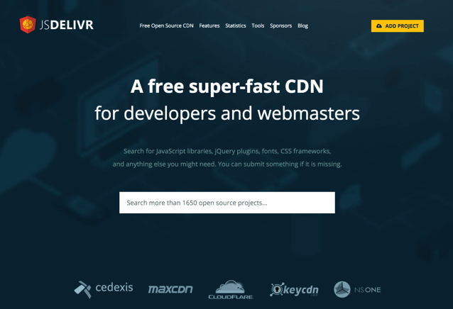jsDelivr 免費 CDN 服務，提供數千種 JavaScript、CSS Libraries