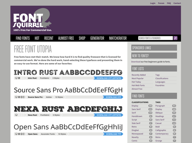 Font Squirrel 為平面設計師精心挑選 27 款免費商用字型下載