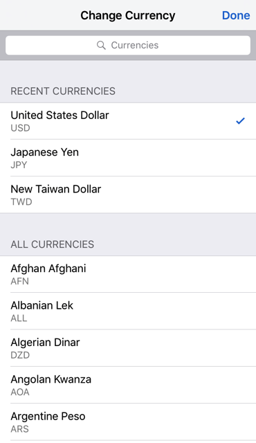 Currency for iOS