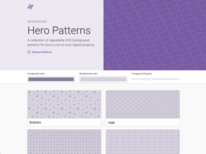 Hero Patterns 免費 SVG 重複背景圖產生器，CSS 程式碼複製貼上快速套用