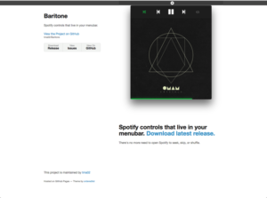 Baritone 在選單列控制 Spotify 播放器，查看目前音樂專輯曲目（Mac）
