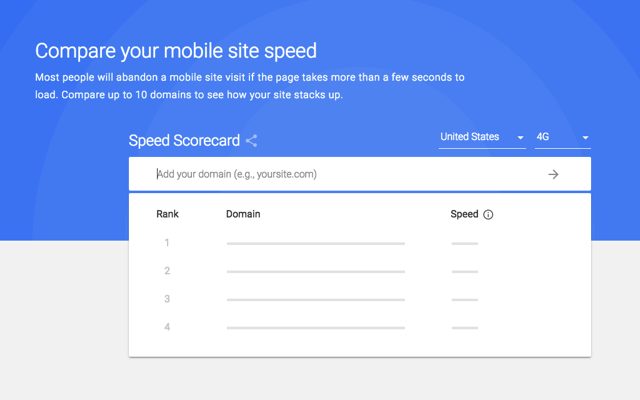 Compare your mobile site speed