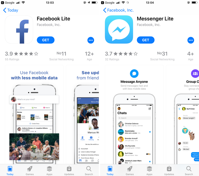 Facebook Lite & Messenger Lite for iOS