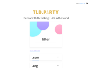 TLD.party 搜尋全世界超過 1000 個 gTLD 頂級網域名稱