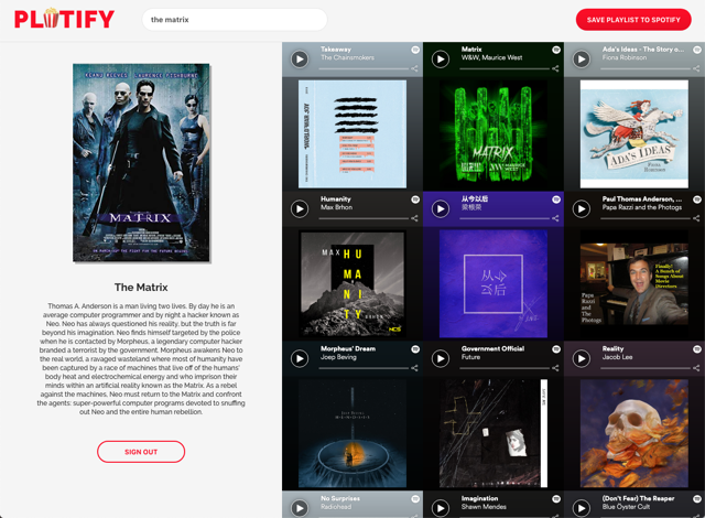 Plotify 以自然語言分析電影劇情，產生另一個 Spotify 音樂播放清單