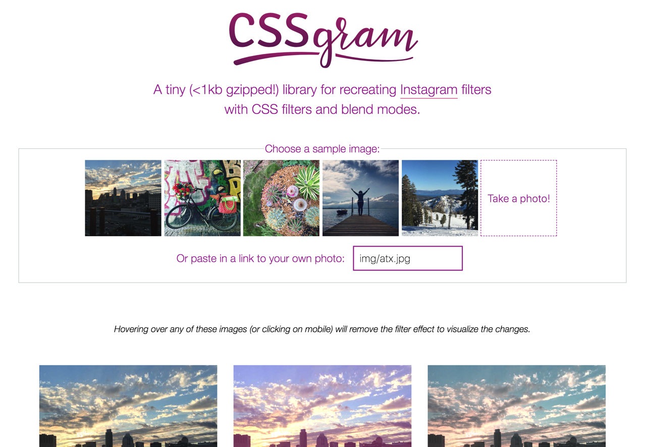 CSSgram 以 CSS 和 Sass 編寫而成 Instagram 濾鏡效果