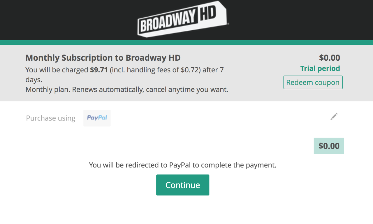 BroadwayHD Free Trial
