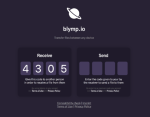 blymp.io 在任何裝置快速傳輸檔案，輸入對方的代碼建立傳檔通道