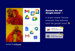 Restore old Google icons 將 Gmail、日曆和 Meet 網站圖示還原舊版（Chrome 擴充功能）