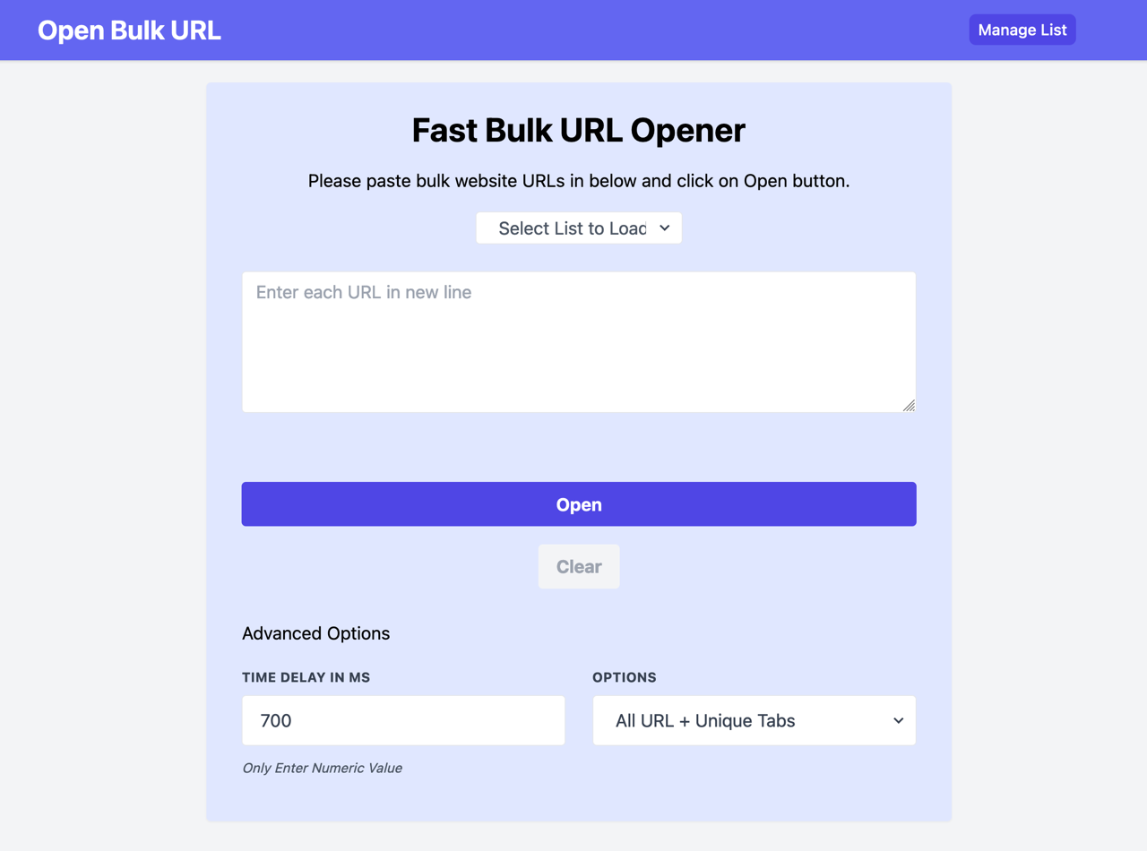 Open Bulk URL 批次網址開啟工具，可自訂延遲時間或在新視窗打開連結