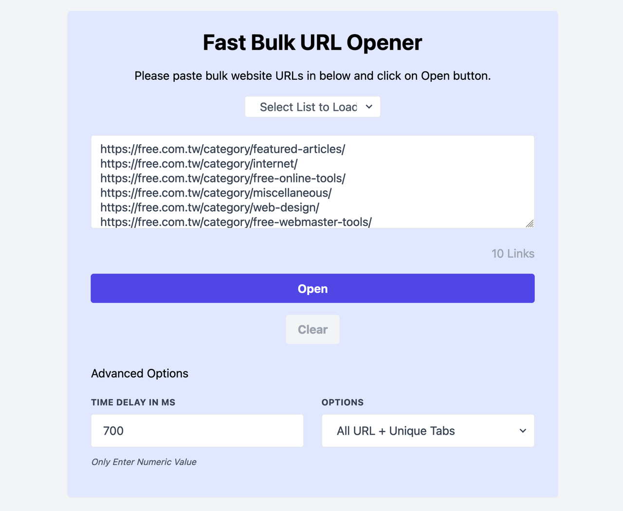 Open Bulk URL