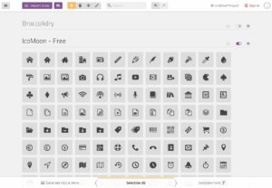 IcoMoon App 收錄 5500 個免費向量圖示，選取下載 SVG、PNG 圖示字型