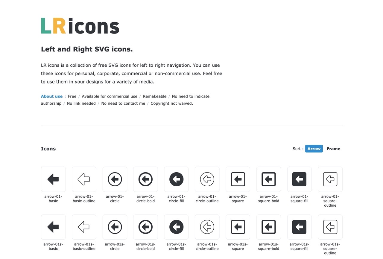 LR icons 收錄大量左右箭頭符號免費 SVG 圖示集