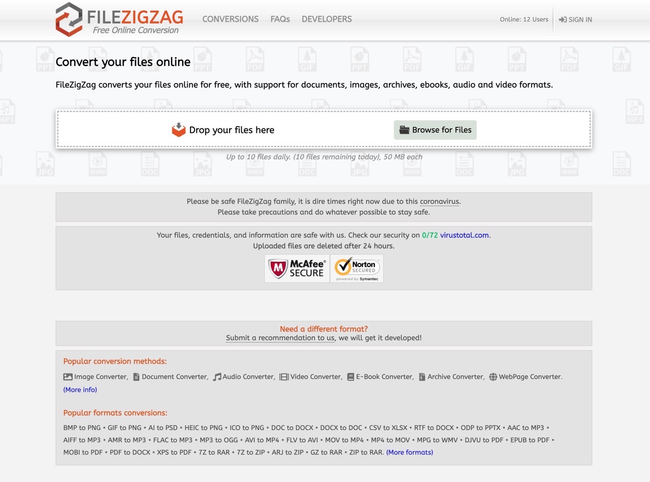 FileZigZag 免費線上轉檔工具支援各種文件、圖片、電子書和影片音樂格式
