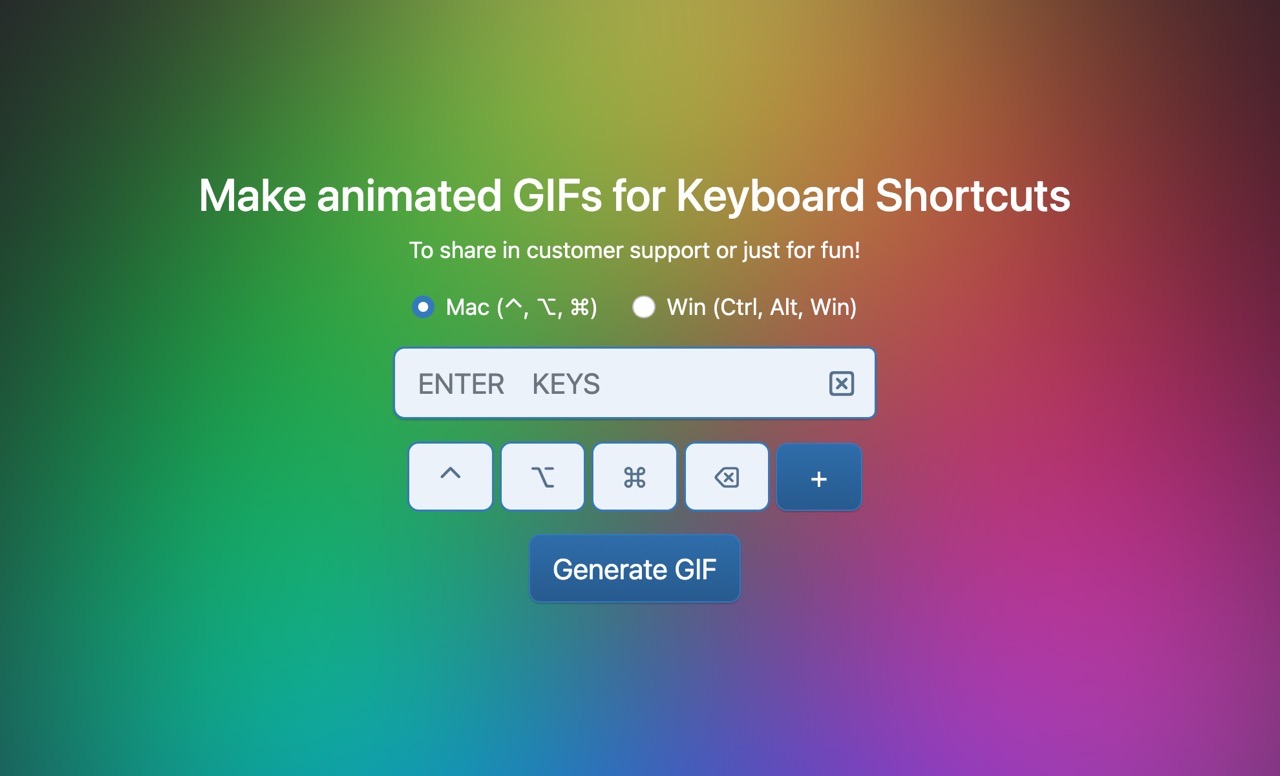 Gifboard 將鍵盤快捷鍵組合製作為 GIF 動態圖，支援 Mac 和 Win