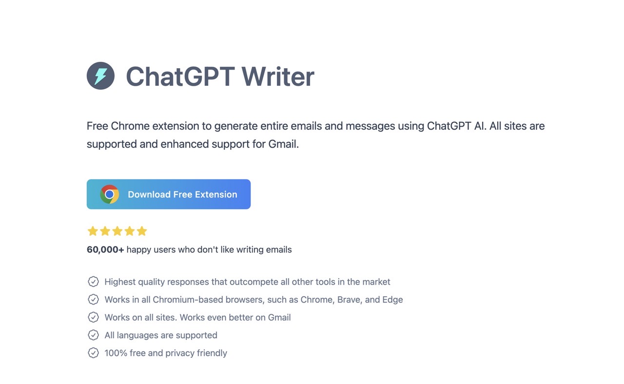ChatGPT Writer 使用 AI 幫你寫 Email 還能整合 Gmail 快速回信