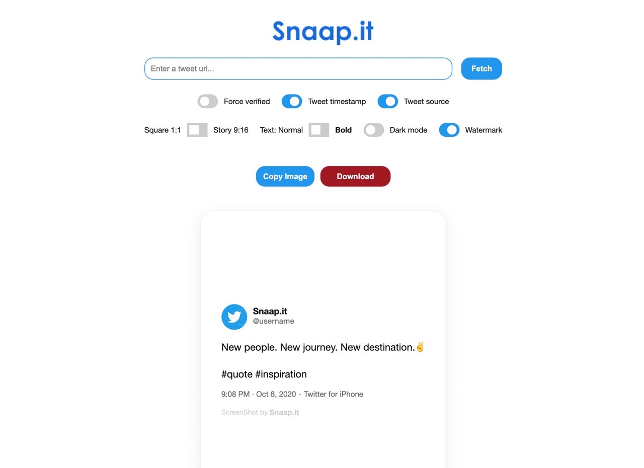Snaap.it 擷取 Twitter 推文內容轉為 PNG 圖片產生器