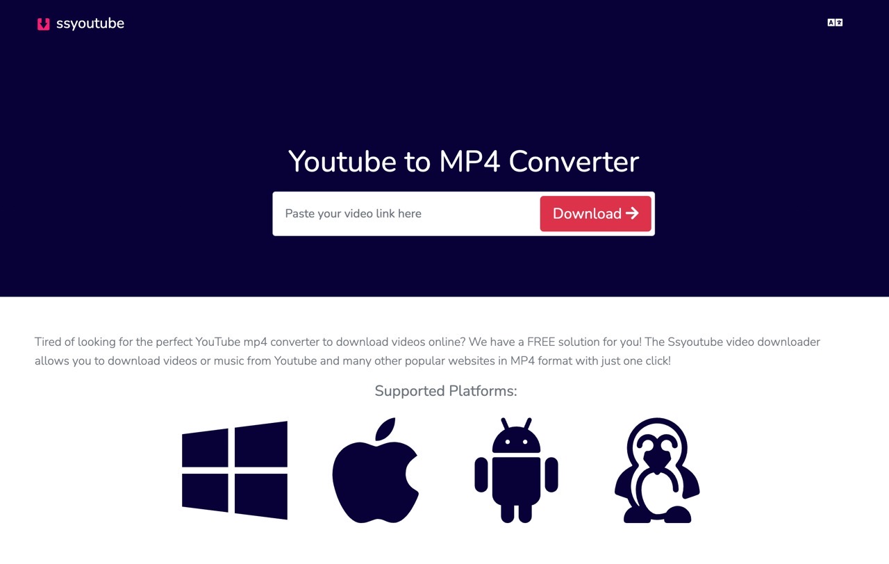 SSYouTube 將 YouTube 影片下載 MP4 工具，也支援 FB、TikTok