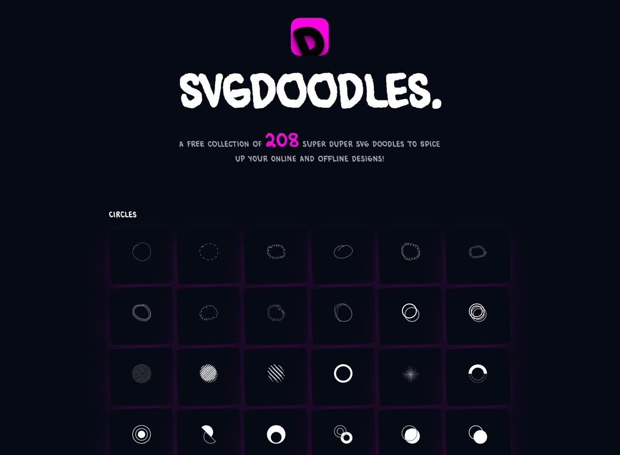 SVG Doodles! 收錄 208 個手繪塗鴉 SVG 向量格式免費下載可商用