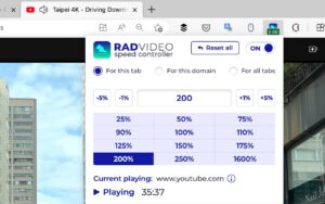 Rad Video Speed Controller 控制影片播放速度，以快速鍵加減速（Chrome 擴充功能）