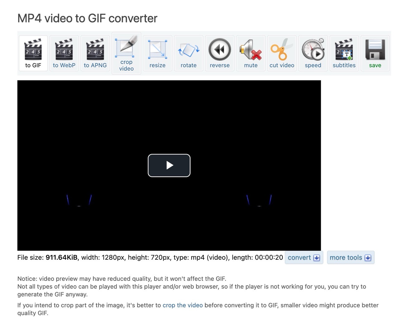 Ezgif 線上免費將 MP4 影片轉 GIF，裁切、壓縮一次搞定